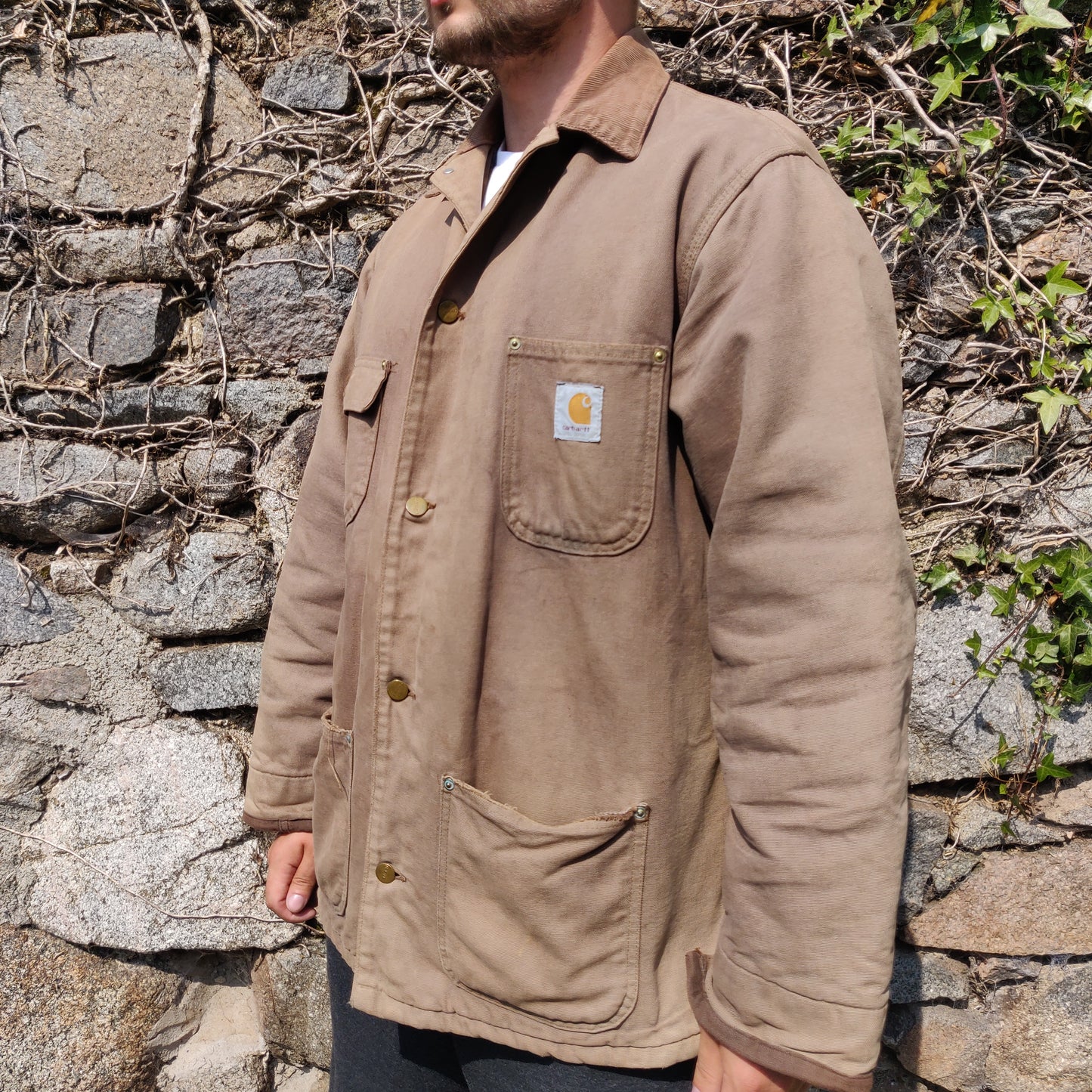 Carhartt Vintage Brown Tan Corde Canvas Blanket Lined Workwear Coat Jacket Men XL