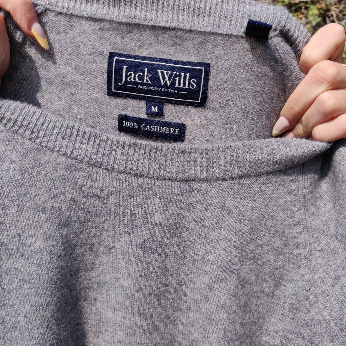 Jack Wills Grey 100% Cashmere Crew Neck Pullover Jumper Sweater Men Size Medium