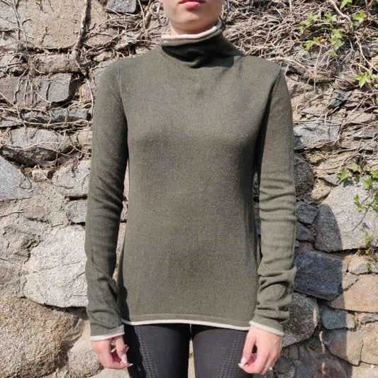 Philosophy Khaki Green Cashmere Turtle Neck Jumper Sweater Women Size Small