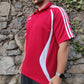 Adidas Vintage Red Short Sleeve Button Active wear Golf Polo Shirt Men Size Medium