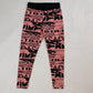 Adidas Pink Black Sport ID Allover Print Mid Rise Leggings Women Medium ~ BP9276