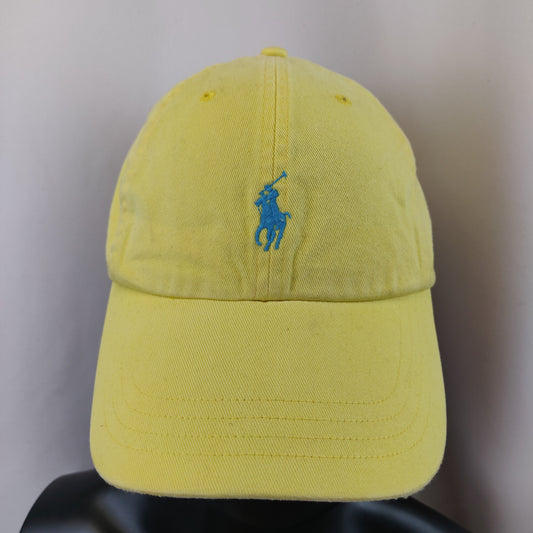 Polo Ralph Lauren Vintage Yellow Leather Strap Baseball Cap Hat Men Unisex
