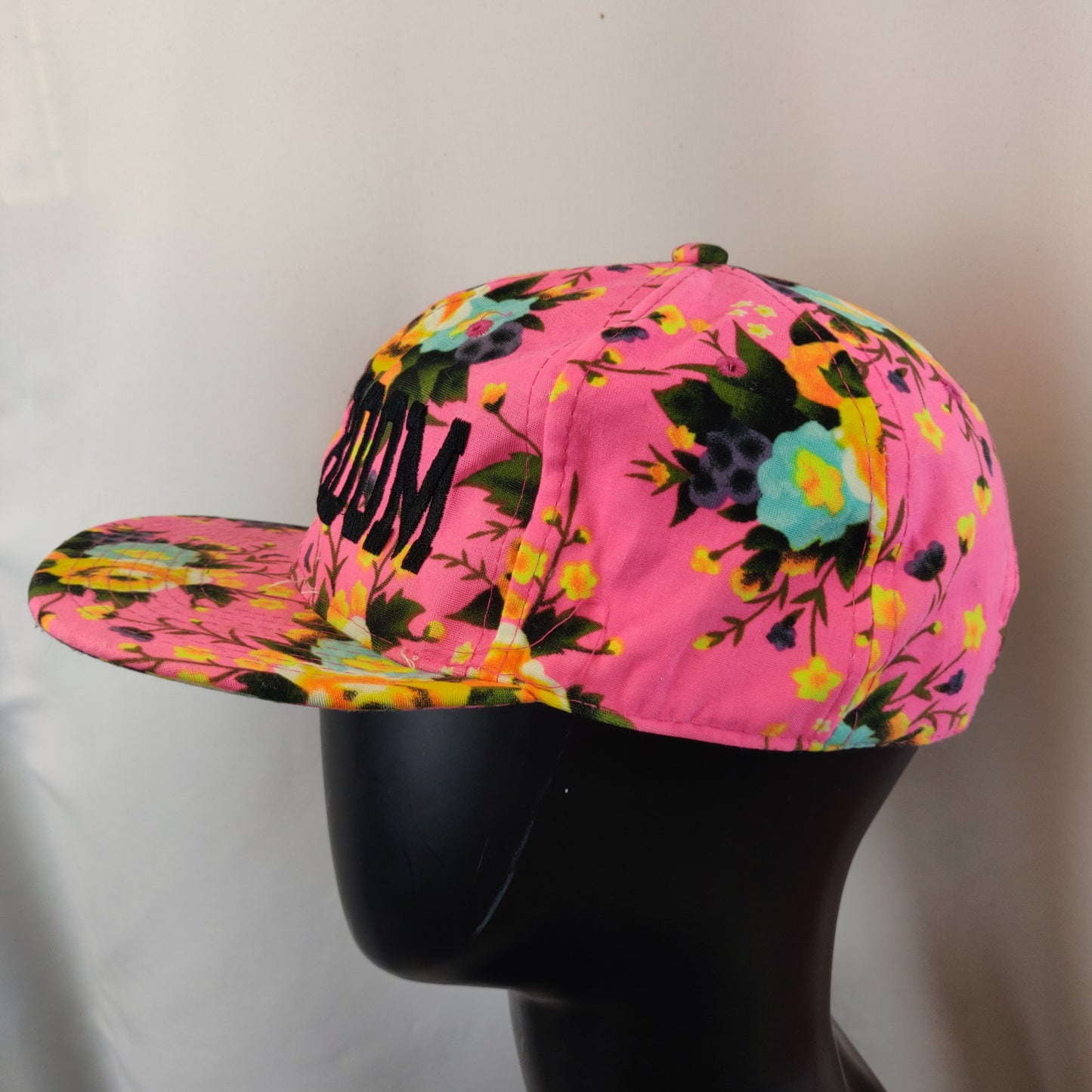 Make Room Pink Floral Flower Print Spell Out Snapback Hat Cap Women