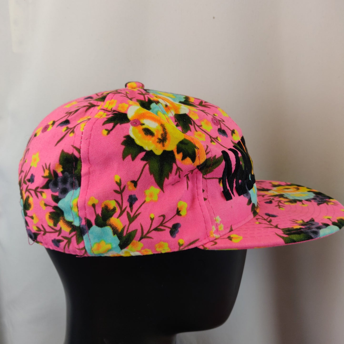 Make Room Pink Floral Flower Print Spell Out Snapback Hat Cap Women