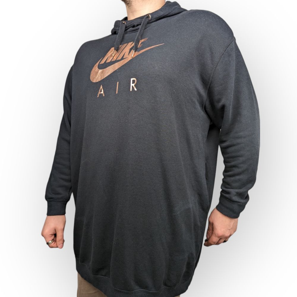 Nike Air Swoosh Black Oversized Pullover Hoodie Men Size Large