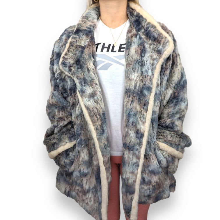 Zepla Vintage Multicolour Faux Fur Jacket Women Size XL