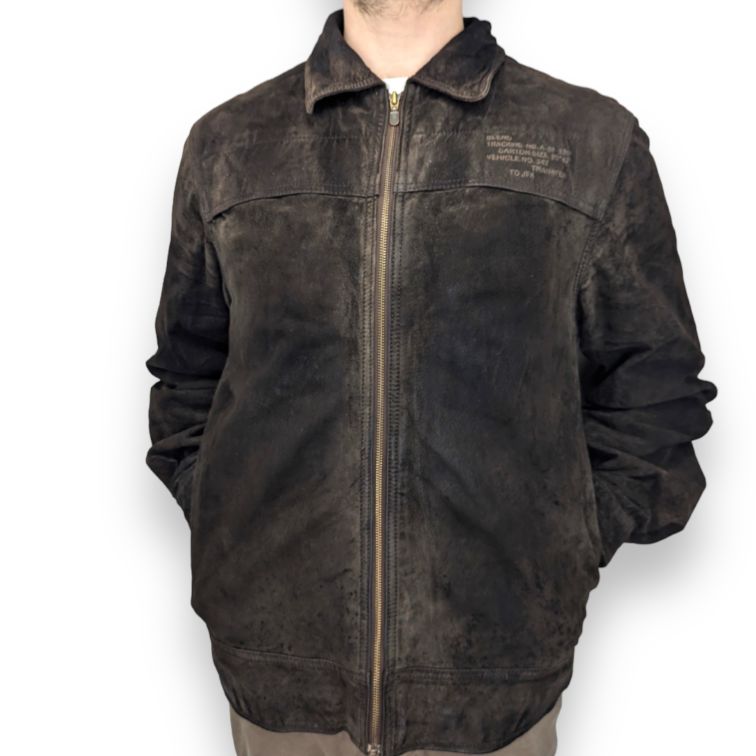 522-Blend-S RE WORK Vintage Brown Leather Jacket Men Size XL