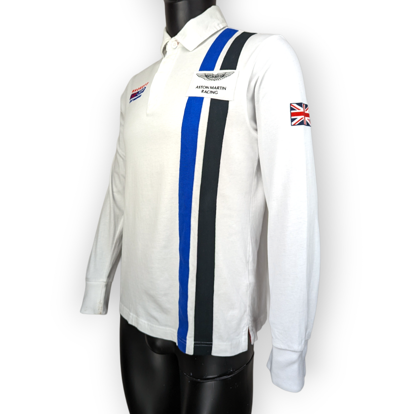 Hackett G8-59 White Aston Martin Racing Long Sleeve Polo Shirt Men Small