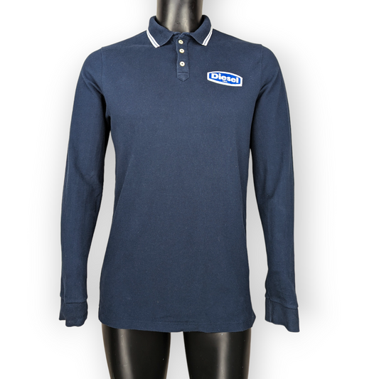 Diesel Vintage Navy Cotton Long Sleeve Collar Polo Shirt Men Size Medium