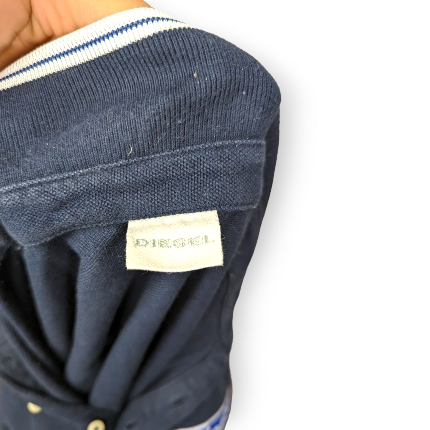 Diesel Vintage Navy Cotton Long Sleeve Collar Polo Shirt Men Size Medium