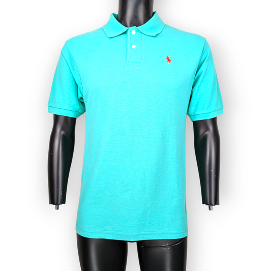 POLO Ralph Lauren Turquoise Blue Short Sleeve Cotton Polo Shirt Men Size Medium