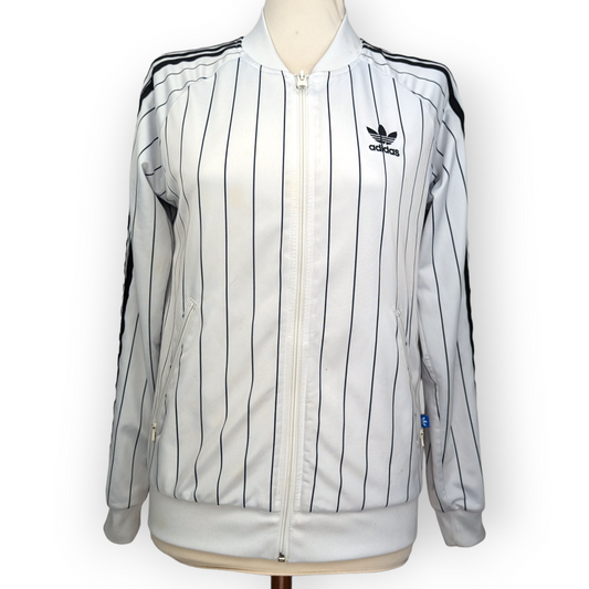 Adidas Originals White Black Striped Track Jacket Women Size UK 10 Medium