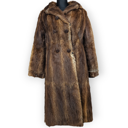 David Vard Vintage Ireland Dublin Brown Real Fur Coat Jacket Women Size Medium