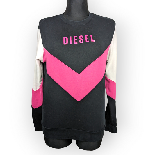 Diesel Black Pink Pullover Crew Neck Sweatshirt Women Size XS