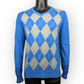 Tommy Hilfiger Blue Golf Diamond Checked V-Neck Sweater Jumper Men Medium