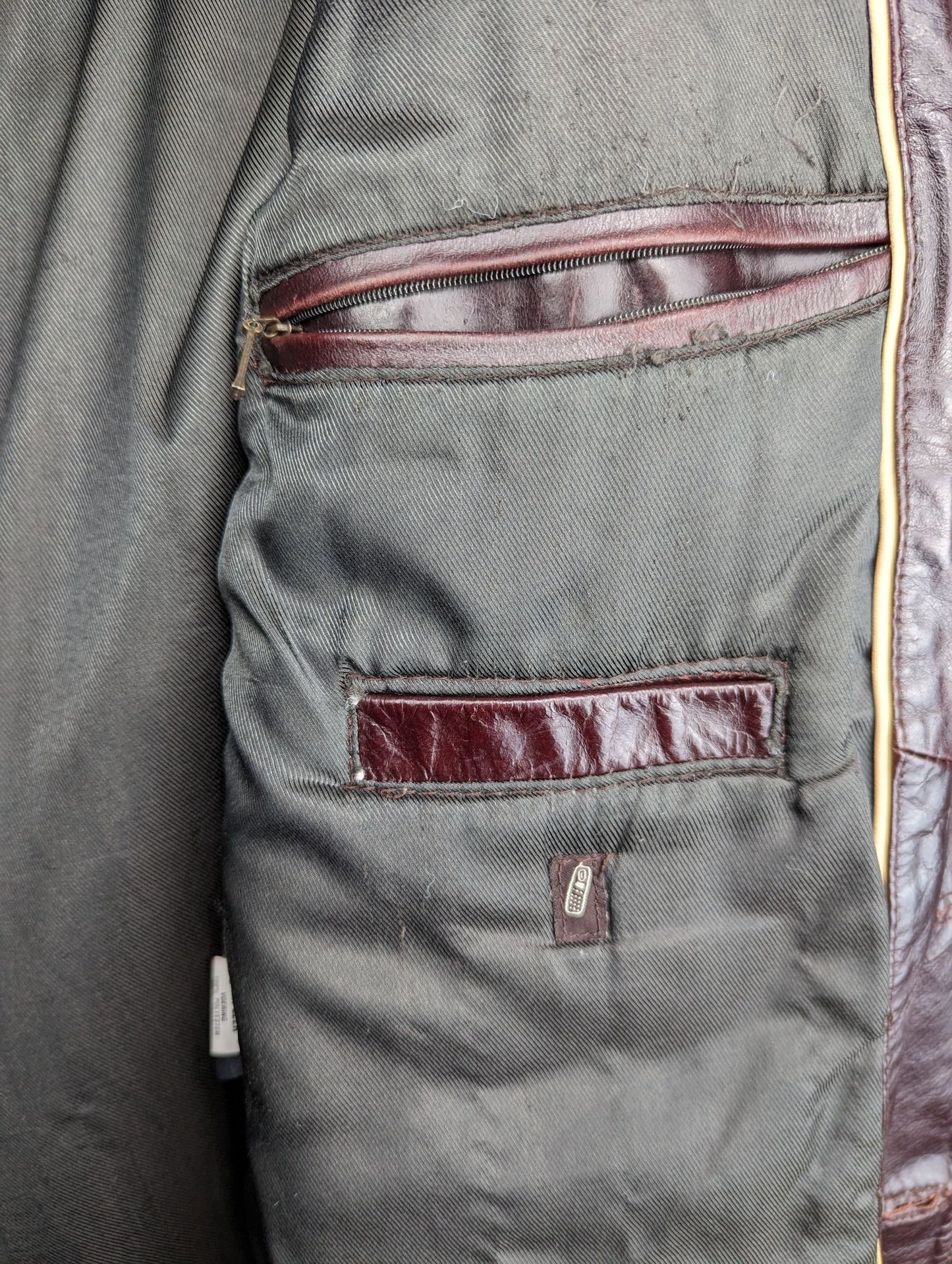 Noble Classic Vintage Brown Button Leather Jacket Men Size Medium