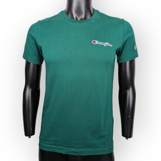Champion Dark Green Short Sleeve Crew Neck Logo T-Shirt Men Size XS