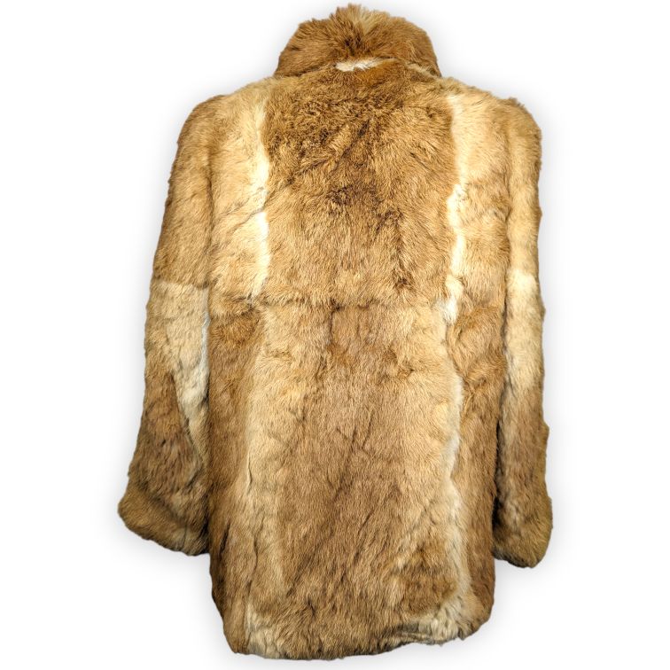 Julian Yard Vintage Tan Brown Button Up Fur Jacket Women Size UK 14