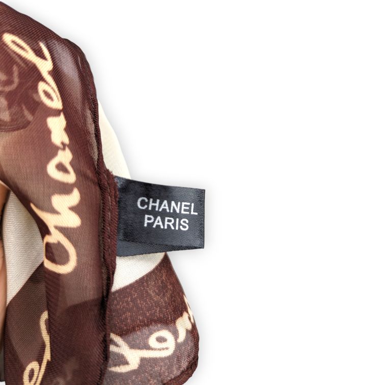 Chanel Vintage White Silk Scarf Women One Size