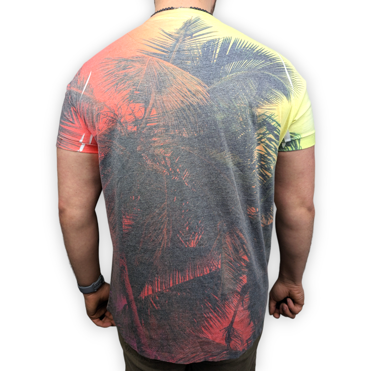 Diesel Life South Beach F.L. Multicolour Palm Tree Print T-shirt Men Large