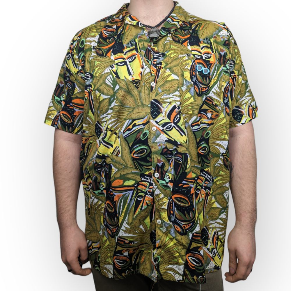Beach Club Vintage Multicolor Hawaiian Shirt Men Size XL