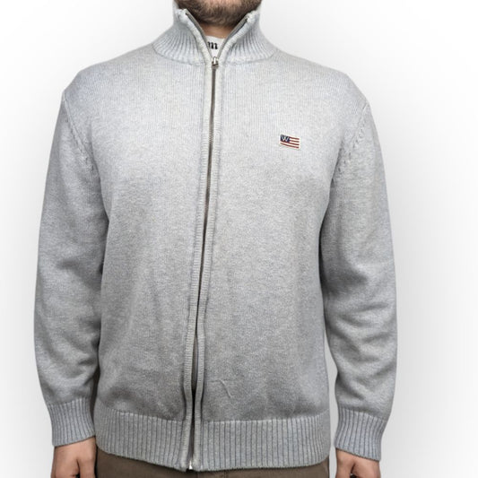 Wrangler Grey Cotton Full-Zip Sweatshirt Men Size 2XL