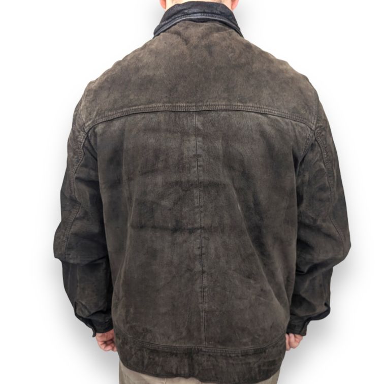 522-Blend-S RE WORK Vintage Brown Leather Jacket Men Size XL