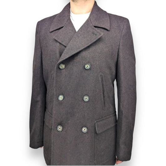 Vedoneire Vintage Brown Button Long Wool Pea Coat Men Size Large