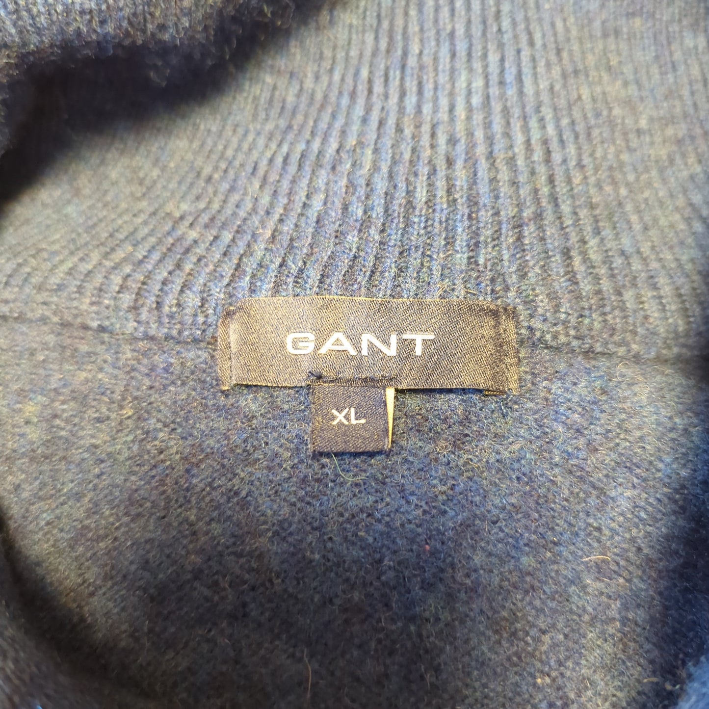 Gant Blue Shawl Neck Wool Jumper Men Size Large