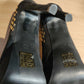 Salt and Pepper Black Leather Heels Women Size UK 4