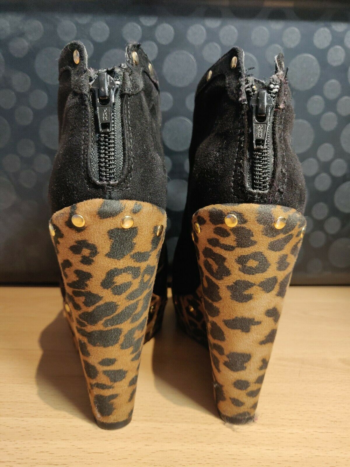 New Look Your Feet Look Gorgeous Black Leopard Heels Women Size UK 4