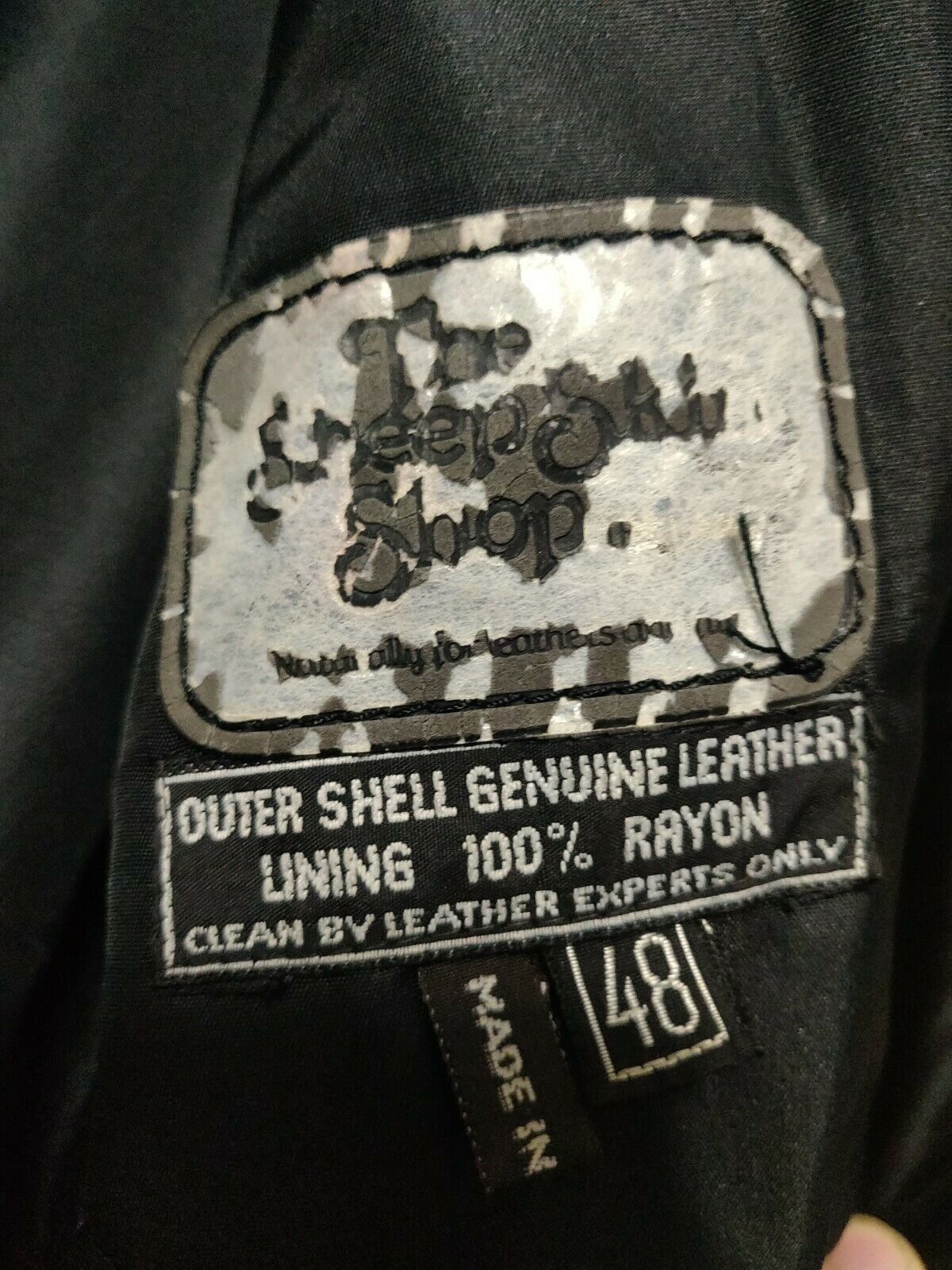 The SheepSkin Shop Vintage Black Genuine Leather Jacket Men Size 48
