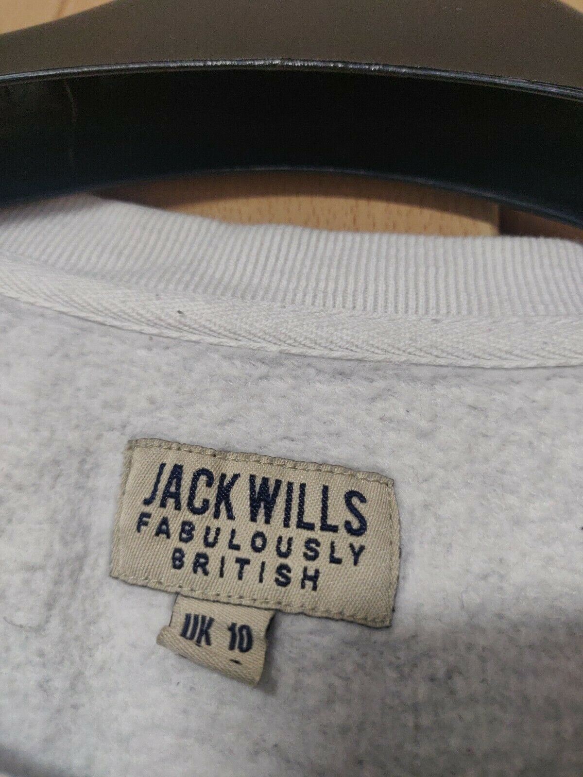Jack Wills White Sweatshirt Jumper Floral Print Women Size UK 10