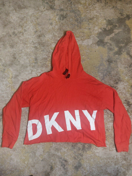 DKNY Sport Red Relaxed Cropped Hoodie Long Sleeve Women Size Medium