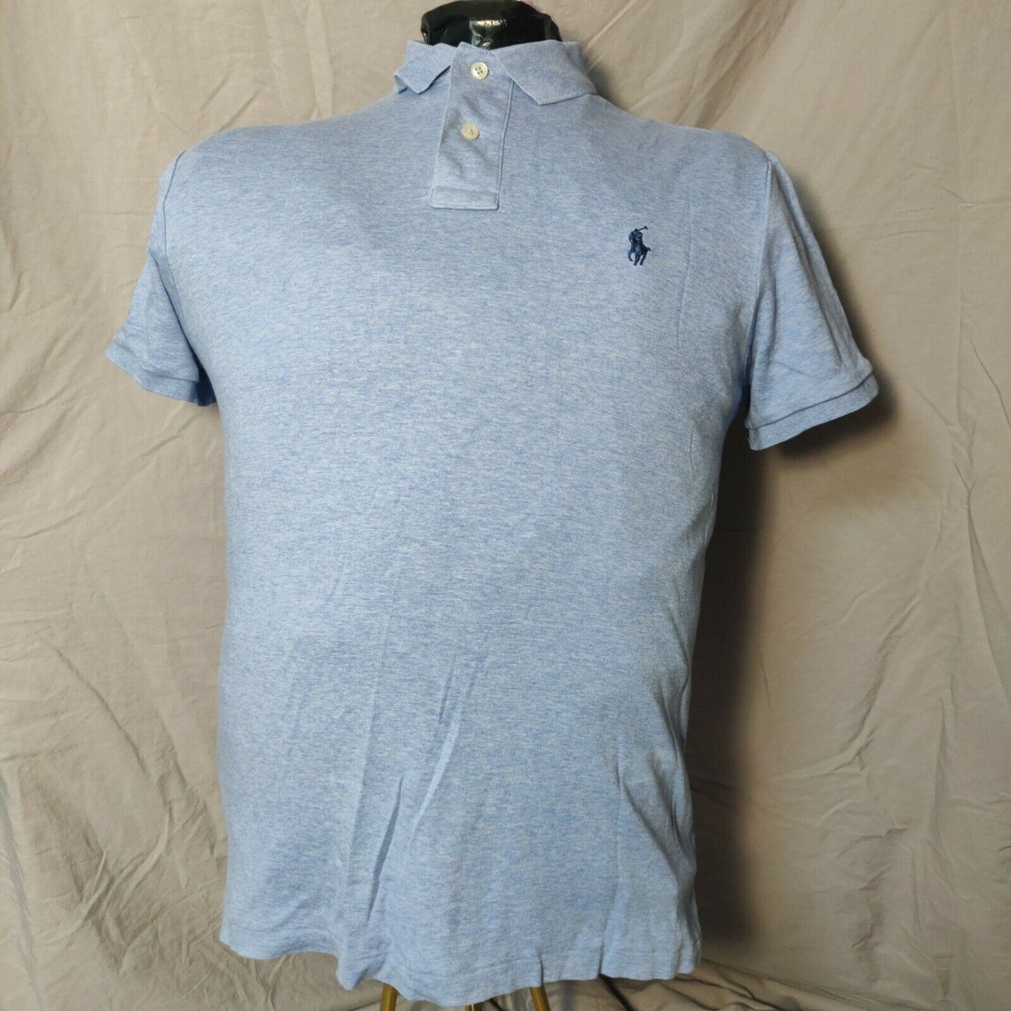 Polo Ralph Lauren Blue Polo Shirt Short Sleeve 1/4 Button Men Size Medium