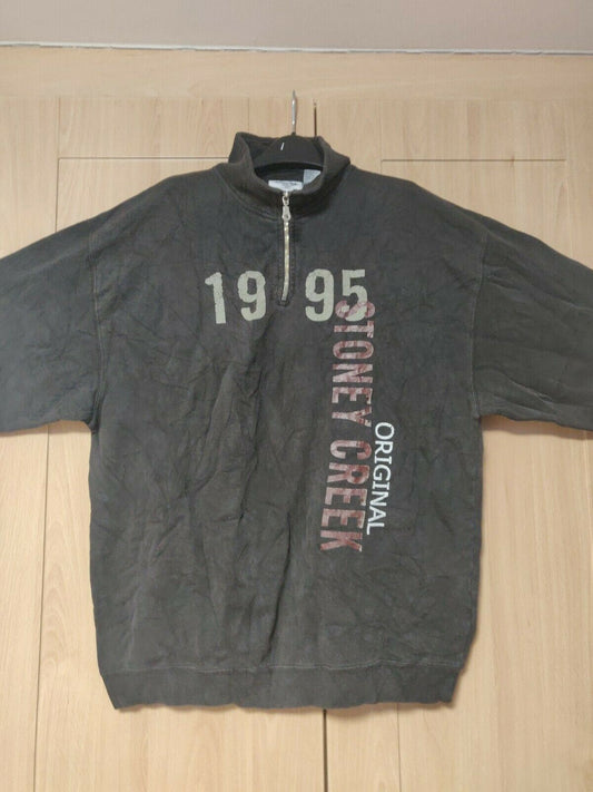 Vintage 1995 Genuine pigment dyed Black Sweatshirt Jumper 1/4 Zip Men Size Large