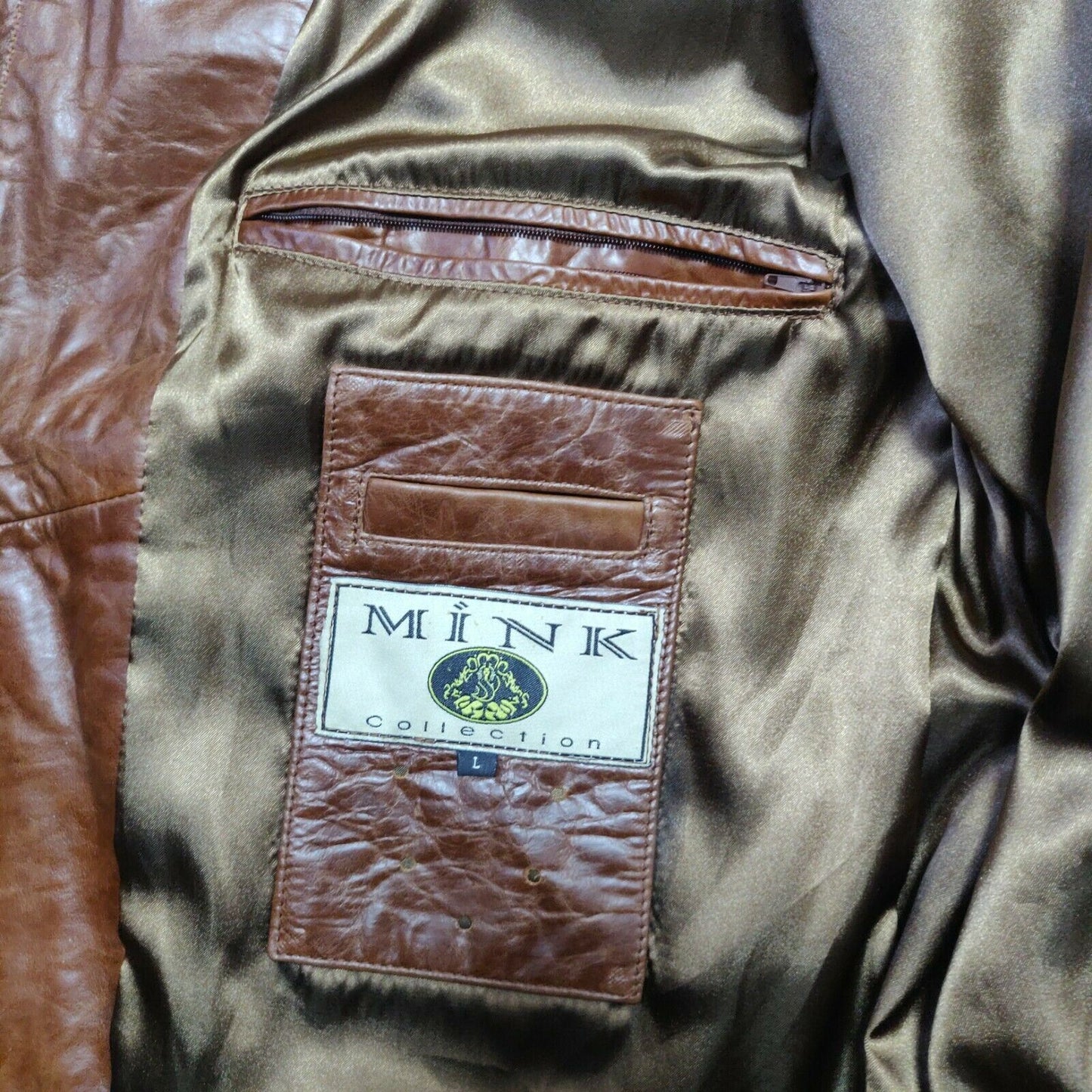 Mink Vintage Brown Leather Jacket Men Size Large