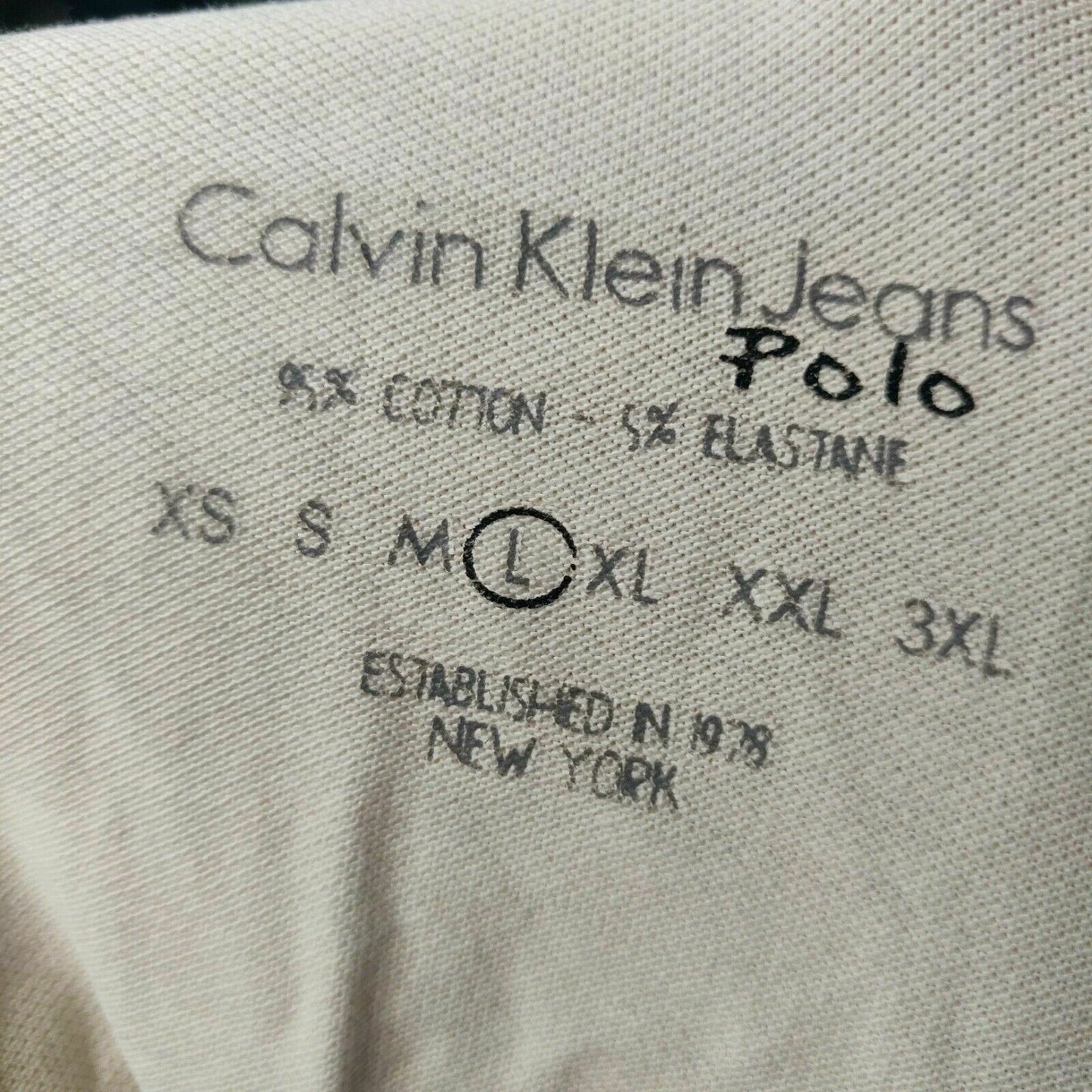 Calvin Klein Jeans White Polo Shirt 1/4 Button Men Size Large