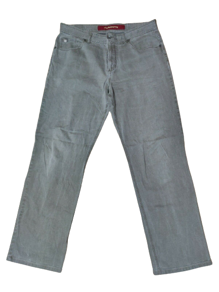 Alberto Grey Cotelé Stretch Jeans Men Size 52  W36/L32