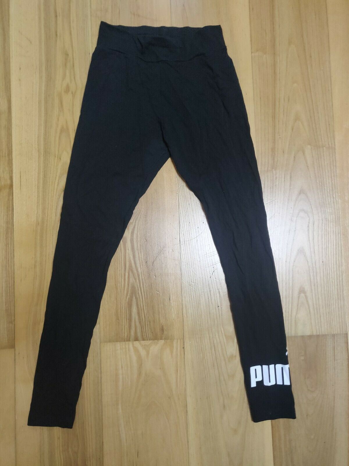 Puma Black Logo Cotton Leggings Women Size UK 10