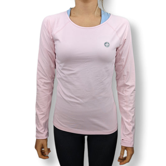 Gym + Coffee Pink Long Sleeve Compression Training Top Women Size Small