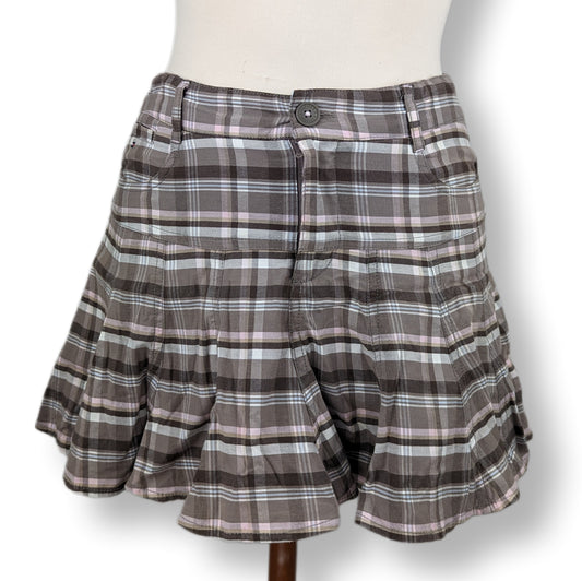 Tommy Hilfiger Grey Plaid Mini Skirt Women Size UK 12