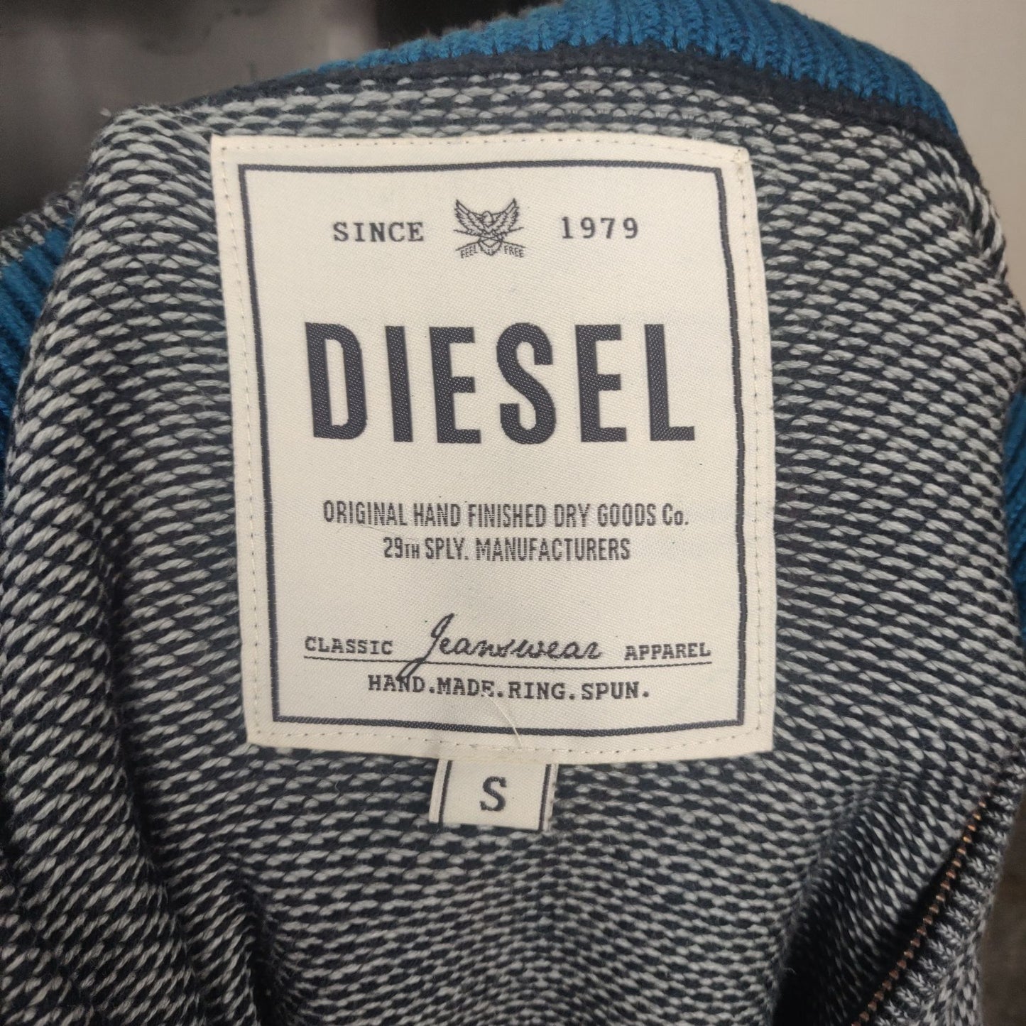 Diesel Blue Sweatshirt Pullover 1/4 Zip Men Size Small