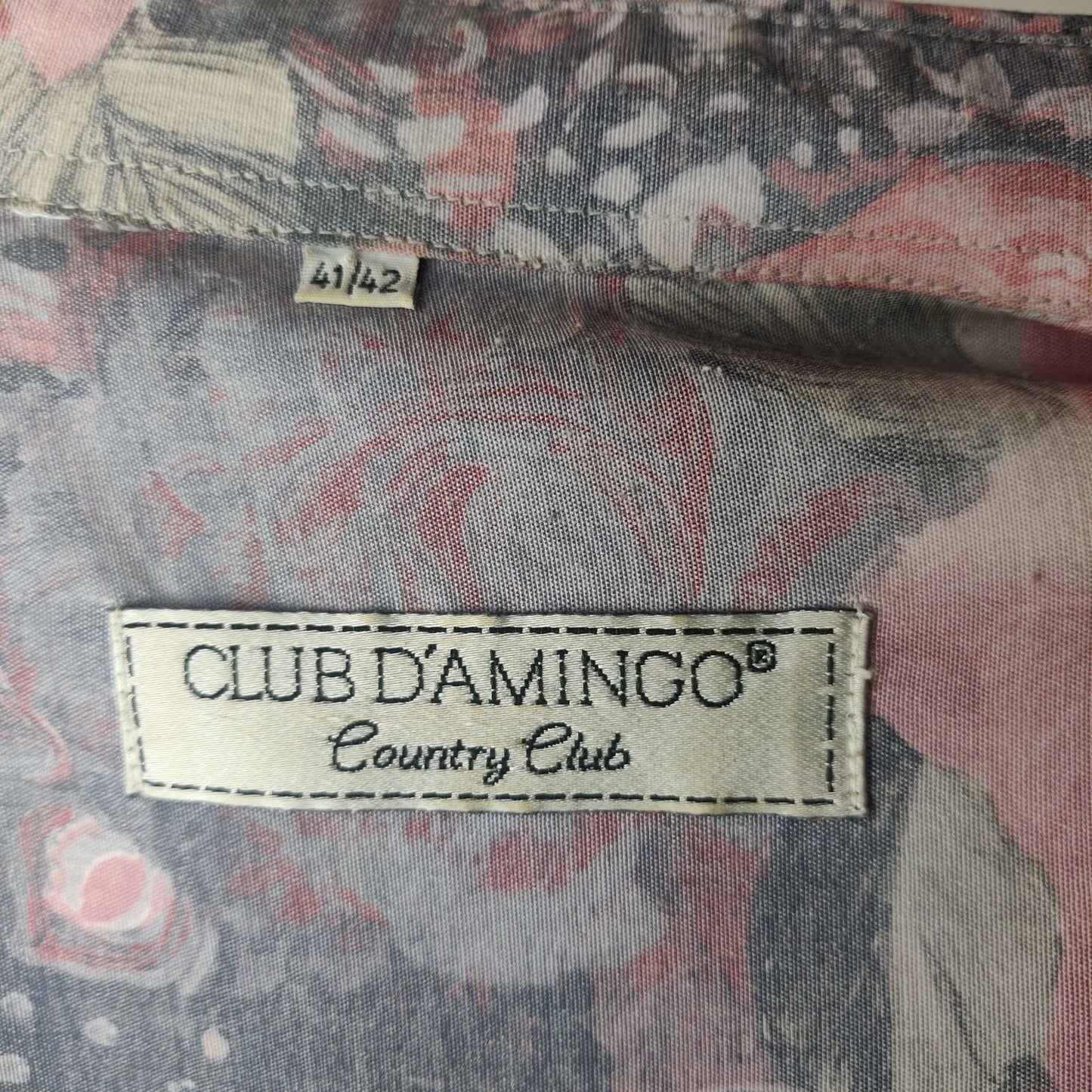 Club D'amingo Vintage Pink Long Sleeve Shirt Men Size 41/42