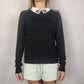 Oasis Black Collared Sweater Long Sleeve Women Size Small