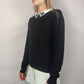 Oasis Black Collared Sweater Long Sleeve Women Size Small