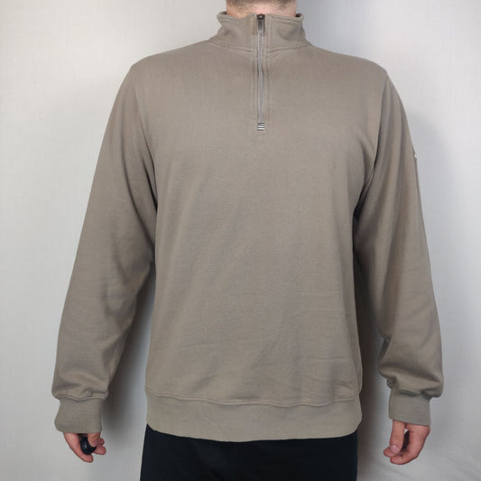 Adidas Vintage Beige Sweatshirt 1/4 Zip High Neck Men Size XL