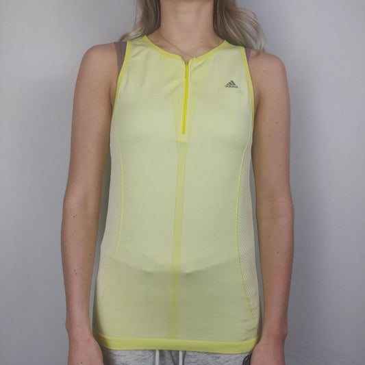 Adidas Yellow Tank Top Sleeveless 1/4 Zip Women Size Small