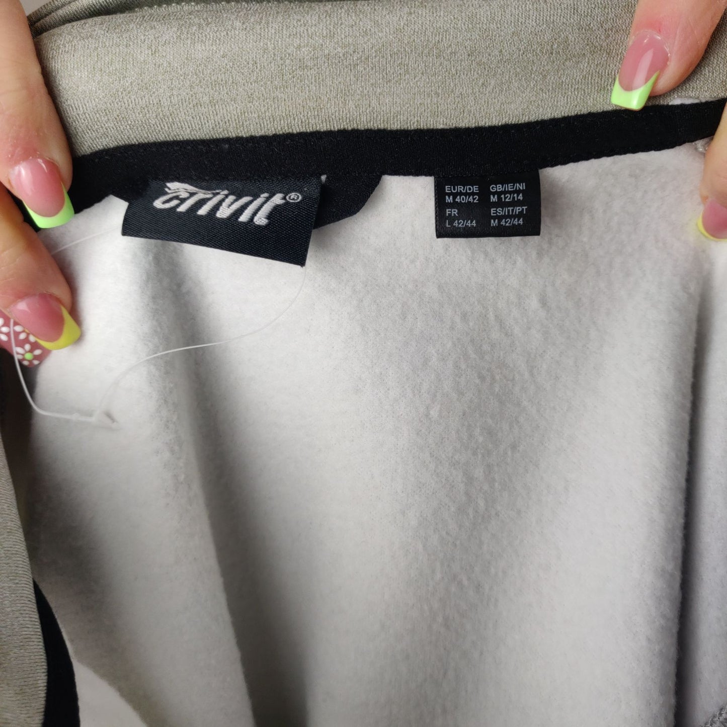 Crivit Grey Full Zip Sweatshirt Long Sleeve Women Size Medium UK 12-14