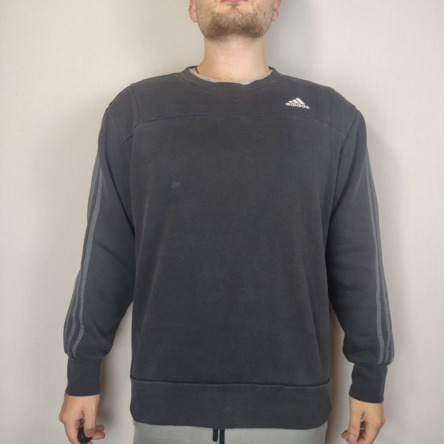 Adidas Black Sweatshirt Pullover Long Sleeve Men Size Large